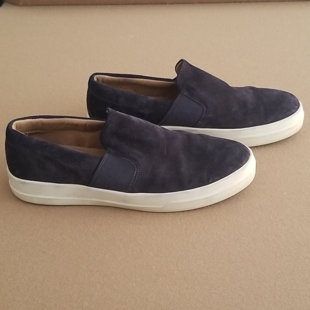 VINCE Mens Navy Blue Suede Slip-On Fenton